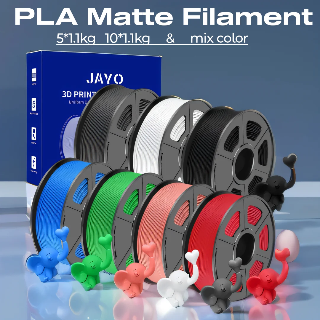 JAYO 3D PLA Matte Printer Filament 1.75mm 5 rolls Neatly Wound PLA Filament with Matte Finish Print with 99% FDM 3D Printer