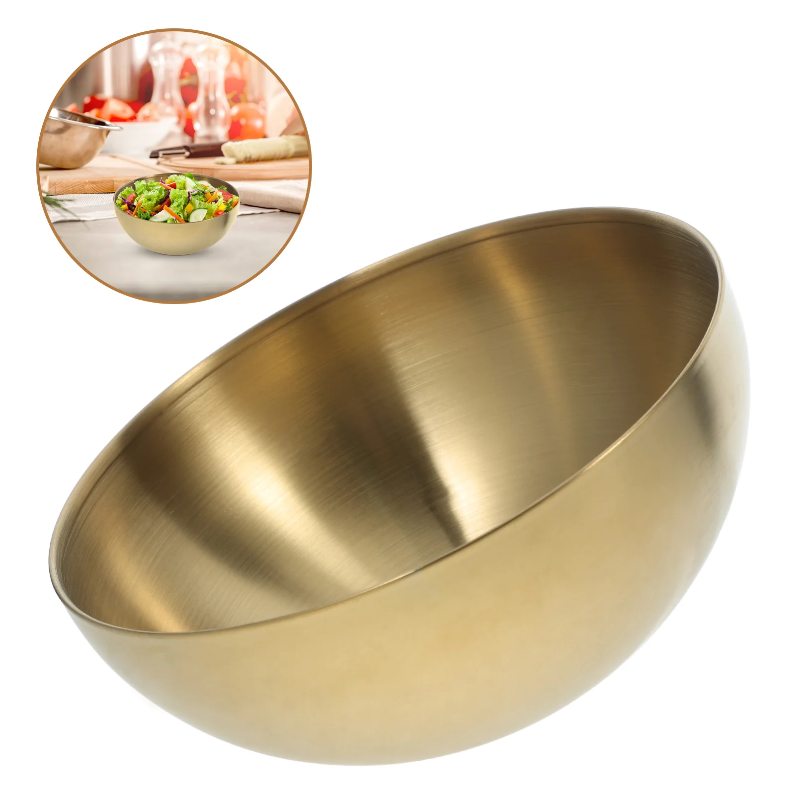 

Stainless Steel Salad Bowl Food Serving Noodle Soup Container Kitchen Supply Simple Rice Containers for