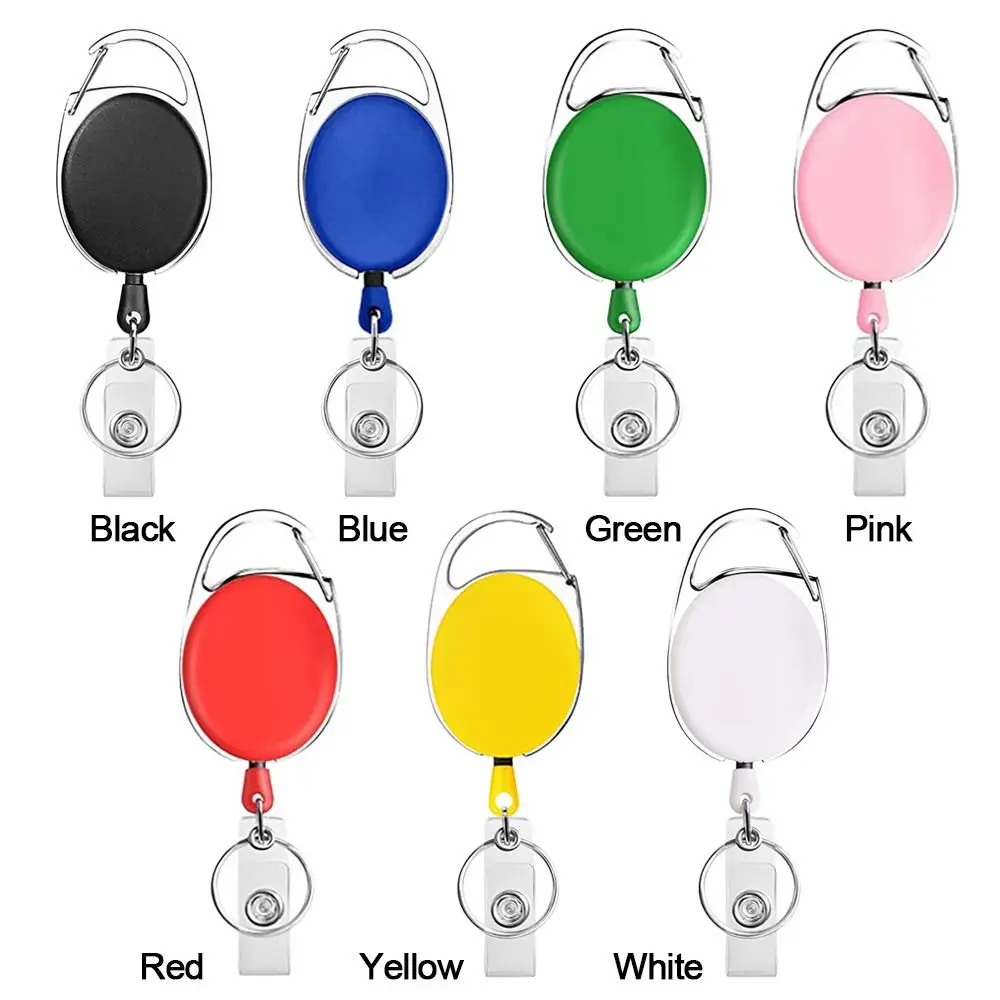 Bus Card Cover Case Retractable Retractable Badge Holder Oval Multiple Colors ID Badge Holder Badge Reel Clip Identity Tag