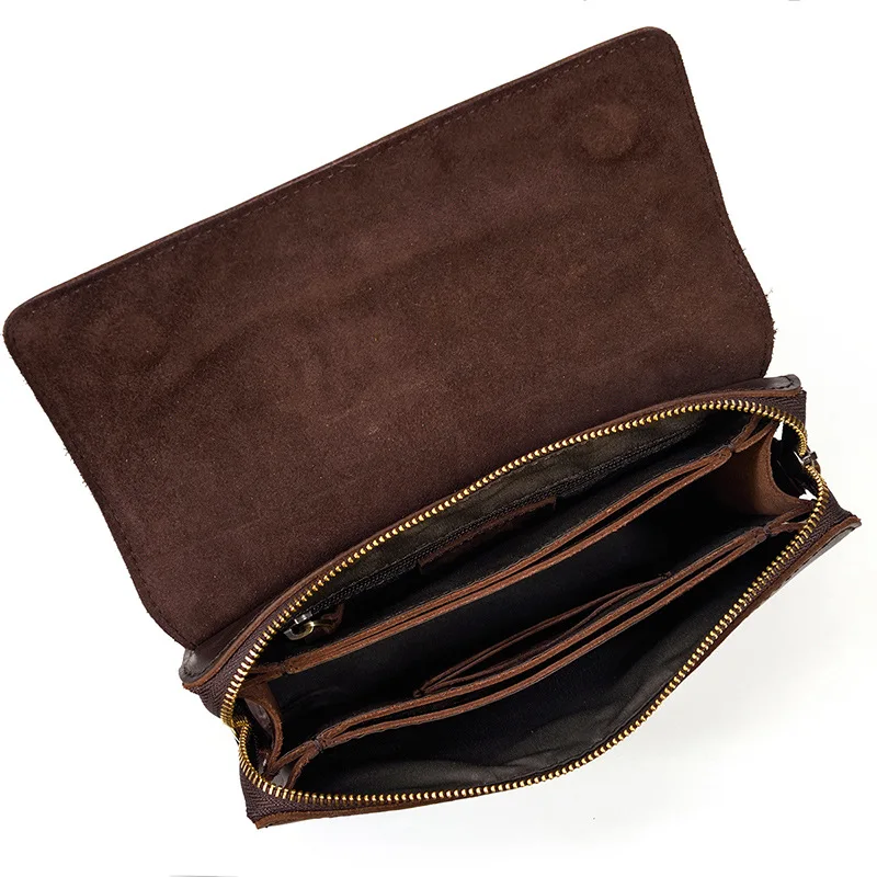 Bolso de mano de cuero genuino para hombre, bolso de mano de alta calidad, Cuero de vaca real, cartera larga de negocios de gran capacidad