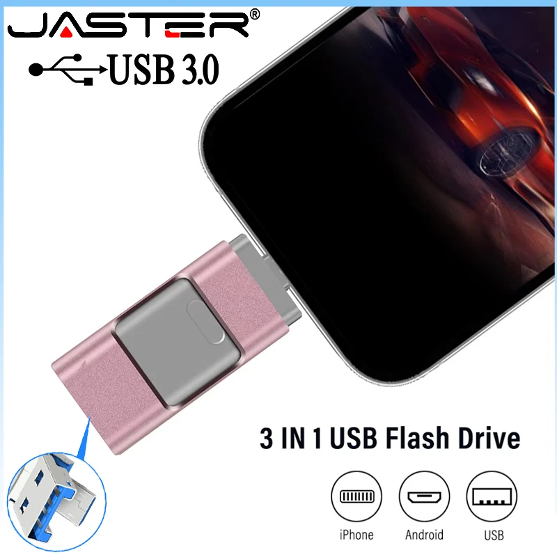 USB 3.0 Flash Drive  256G 128GB 64GB for IPhone with 3in1 for IPhone Interface Mirco TYPE Pendrive for Iphone7/8/9/11/12/13 Ipad