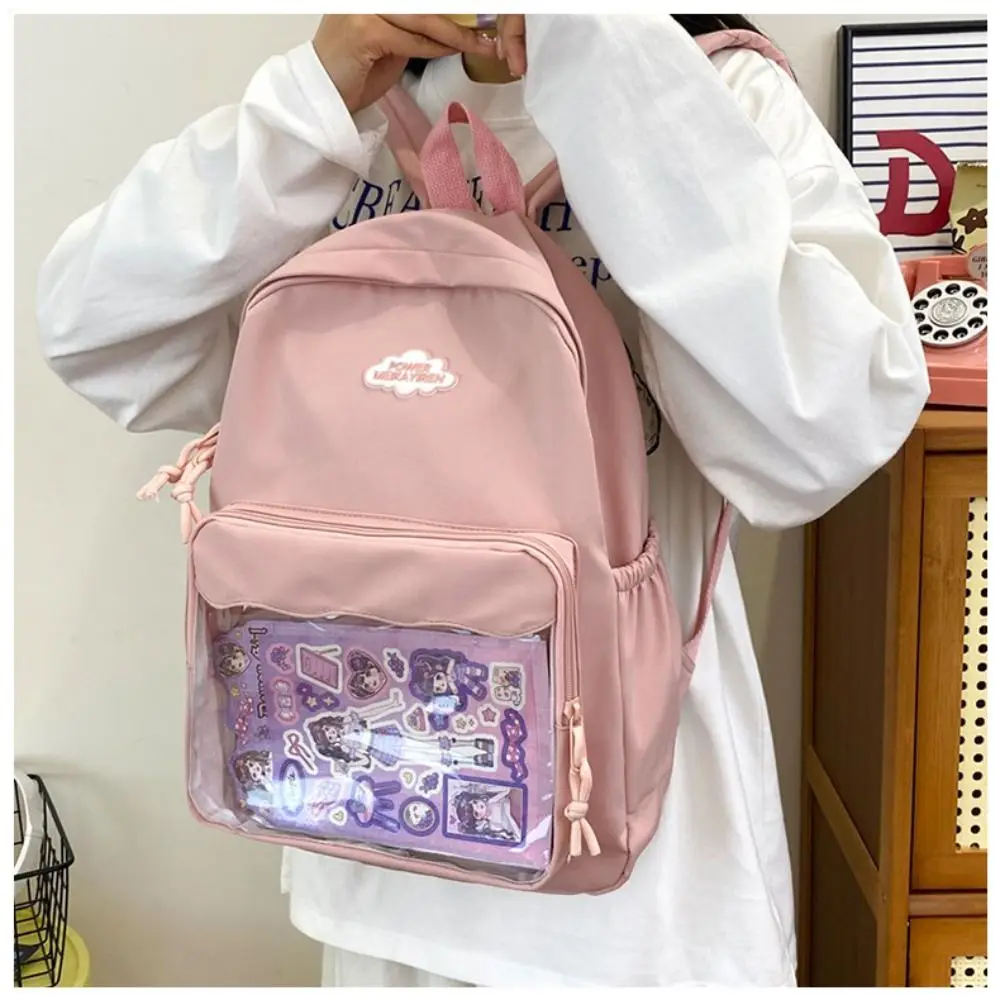 Nowy Design Plecak Dużej Pojemności Poliester Nylon Przezroczyste Torebki Harajuku Torba na Ramię Wielokrotnego Użytku Do Codziennego Użytku