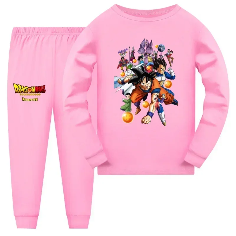 Dragon Ball Pyjama Set Voor Kinderen Lente En Herfst Lange Broek Lange Mouw Nachtkleding Anime Patroon Homewear Boy Girl Verjaardagscadeau