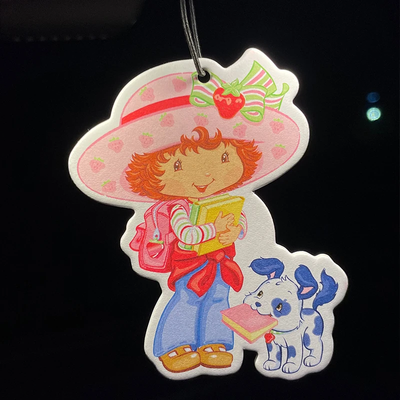 Strawberry Girl Goes to School with Her Puppy Hilton (Hotel Scent) Car Fragrance Tablets, Wardrobe Air Freshener, Perfume, Rearview Mirror Decoration, Car Interior Hanging Ornament, Natural Scent Air Purifier, Anime Cartoon Toilet Scent Sachet, Living Room Office Room Bedside Hanging Decoration view 3