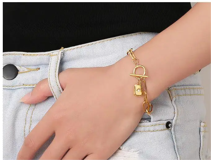 SOMMAR Hot Gift 18KGP Gold plated Lady bracelets  Square brand buckle bracelet friendship bracelets prices in euros