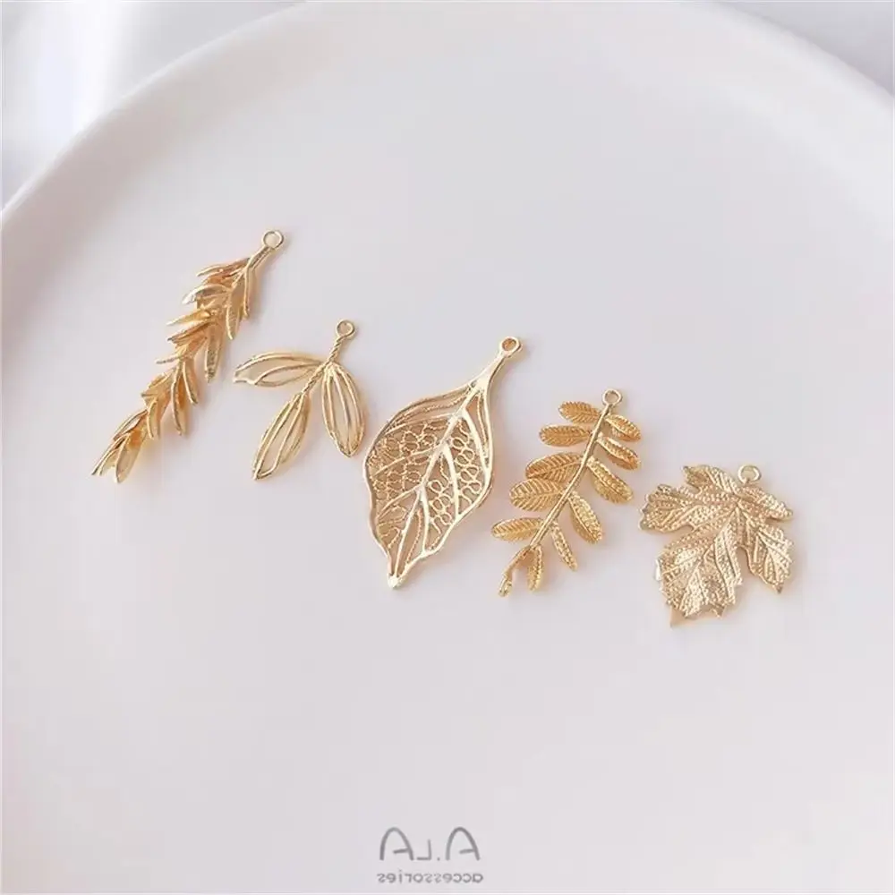 

Preserve color 14K gold maple leaf leaf Willow pendant pendant DIY handmade earrings tassel earrings hairpin pendant