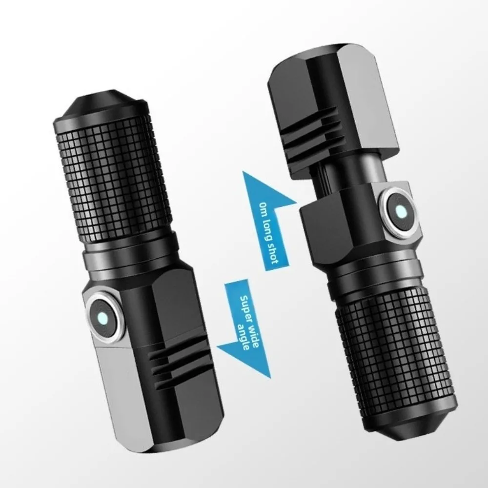 10000LM Mini Powerful LED Flashlight 3 Modes Super Bright USB Torch Lamp Flashlight Zoom Rechargeable Emergency Work Light