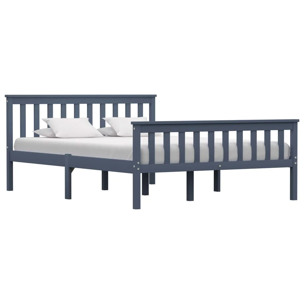 VidaXL pine gray solid wood bed structure 140x200 cm