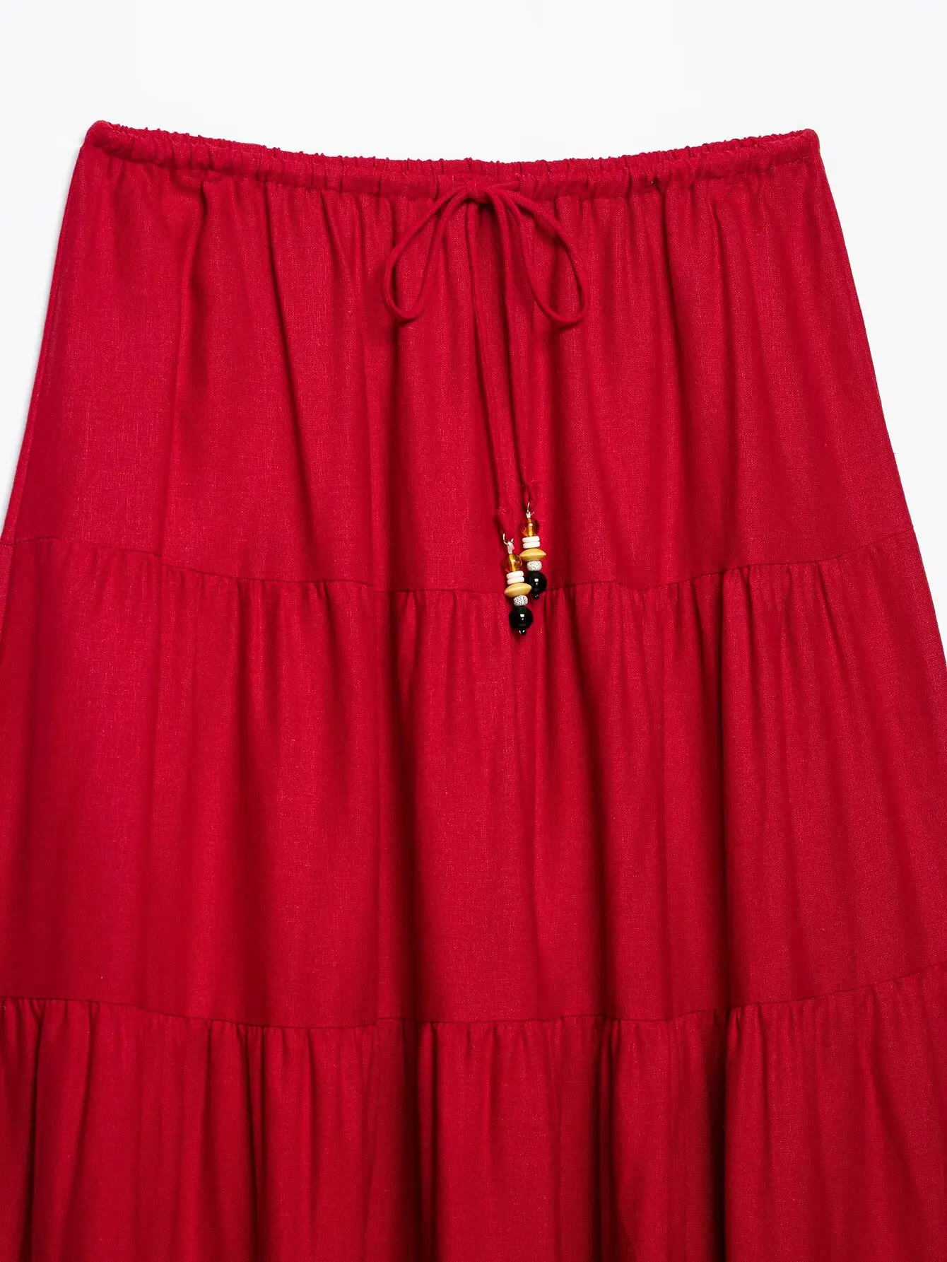 HH Elegantes Damen-Set in Rot, 2-teilig, mit Neckholder-Crop-Top und Stufenrock, Sommer-Outfit für Hochzeitsgäste und Urlaub – Detail 17