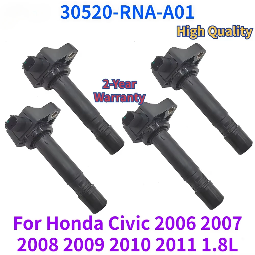 1/4Pcs Car Ignition Coil 30520-RNA-A01 for Honda Civic 2006 2007 2008 2009 2010 2011 1.8L UF582 5C1637 099700-101 IC16139 48266