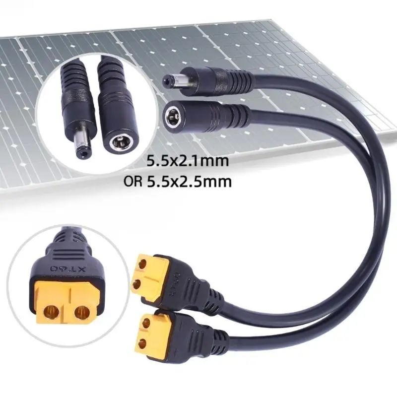 652F XT60 to 5.5x2.1mm/5.5x2.5mm Power Cable for Remote Toy and Energy Storage Solar Battery Connection Power Supply Cord