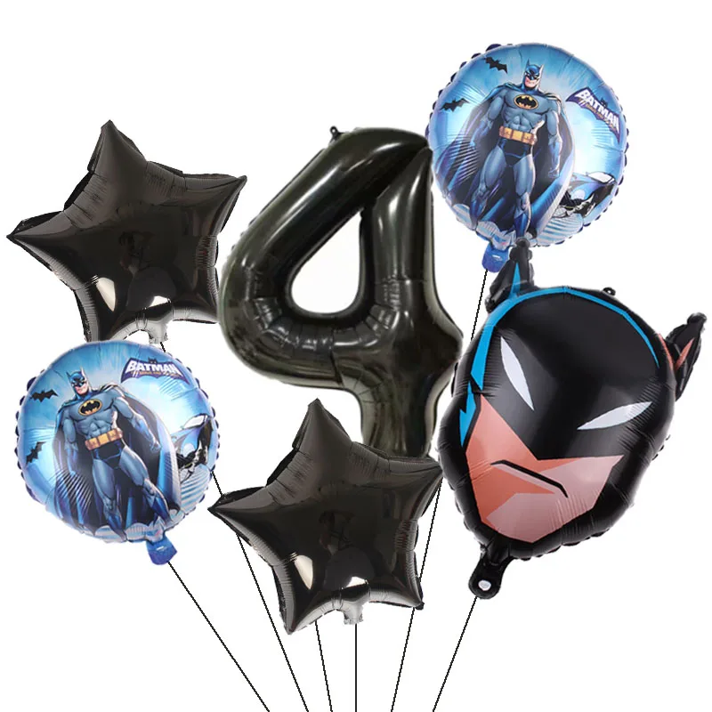 6 sztuk DC Superhero foliowa zestaw balonów urodzinowych 32 \'\'numer Batman dekoracje dla dzieci balon Baby Boy materiały na przyjęcie urodzinowe