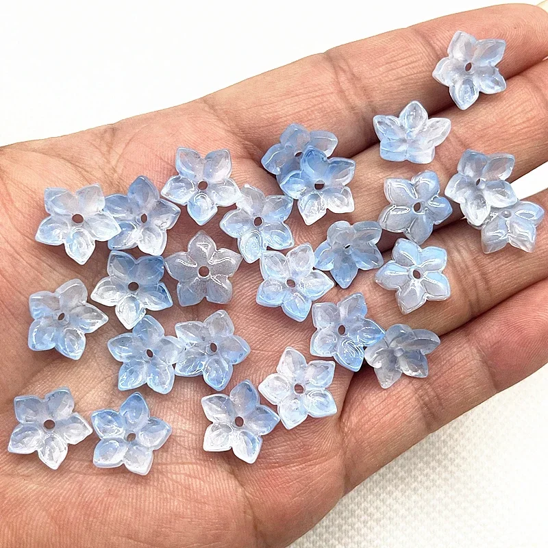 30 Stück 12mm Fünfblättrige Blumen-Lampwork-Perlenkappen Glas-Abstandhalterperlen für Schmuckherstellung DIY-Zubehör Haarnadeln – Detail 22