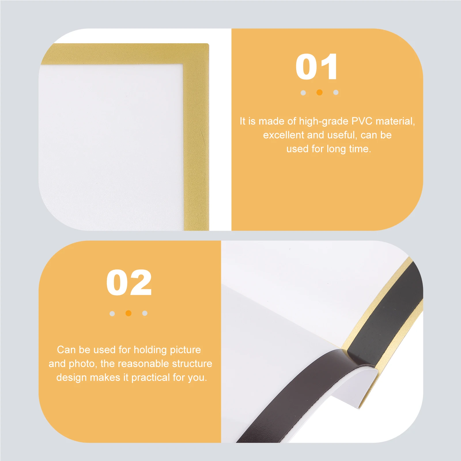 

Magnetic Photo A3 Display Golden Photo Frame Display PVC Picture Frame for Home Office Portable