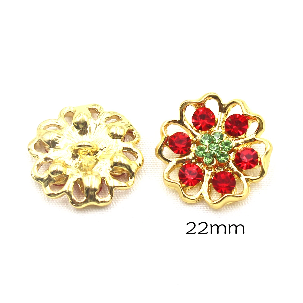 22mm10Pcs/Lot Rhinestone Button Alloy Hollow Gold Handmade Sewing Accessory DIY Versatile Decorative Jacket Cufflink Accessories