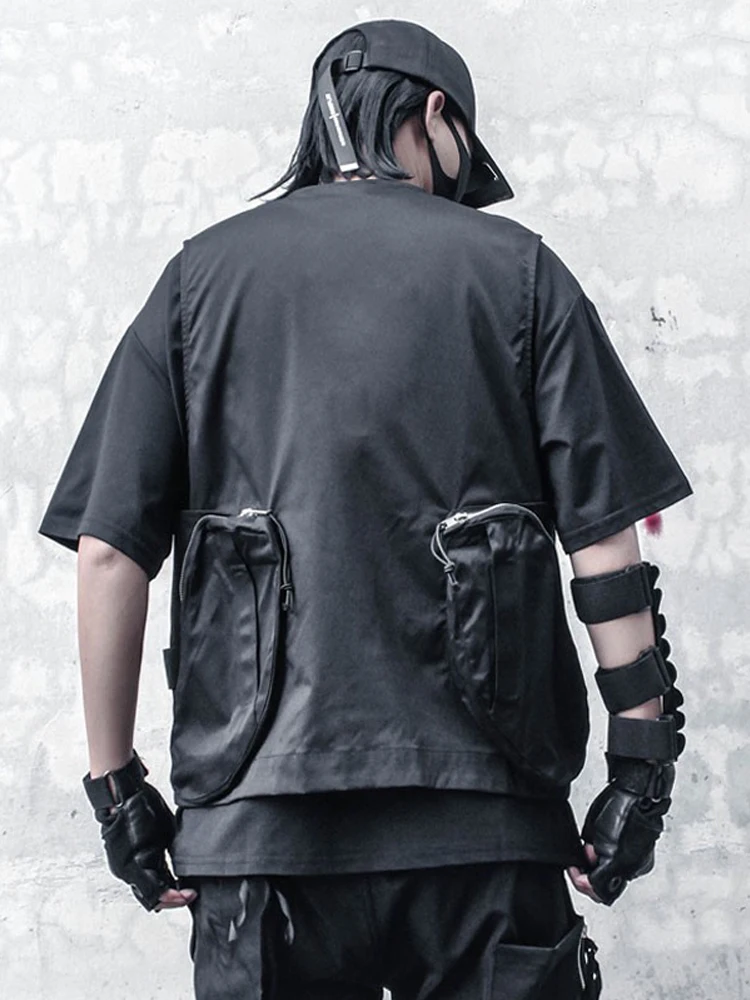 

Авангардный дизайн Techwear Style Уличная одежда Жилет Мужская весна и лето Темная рабочая одежда с несколькими карманами без рукавов