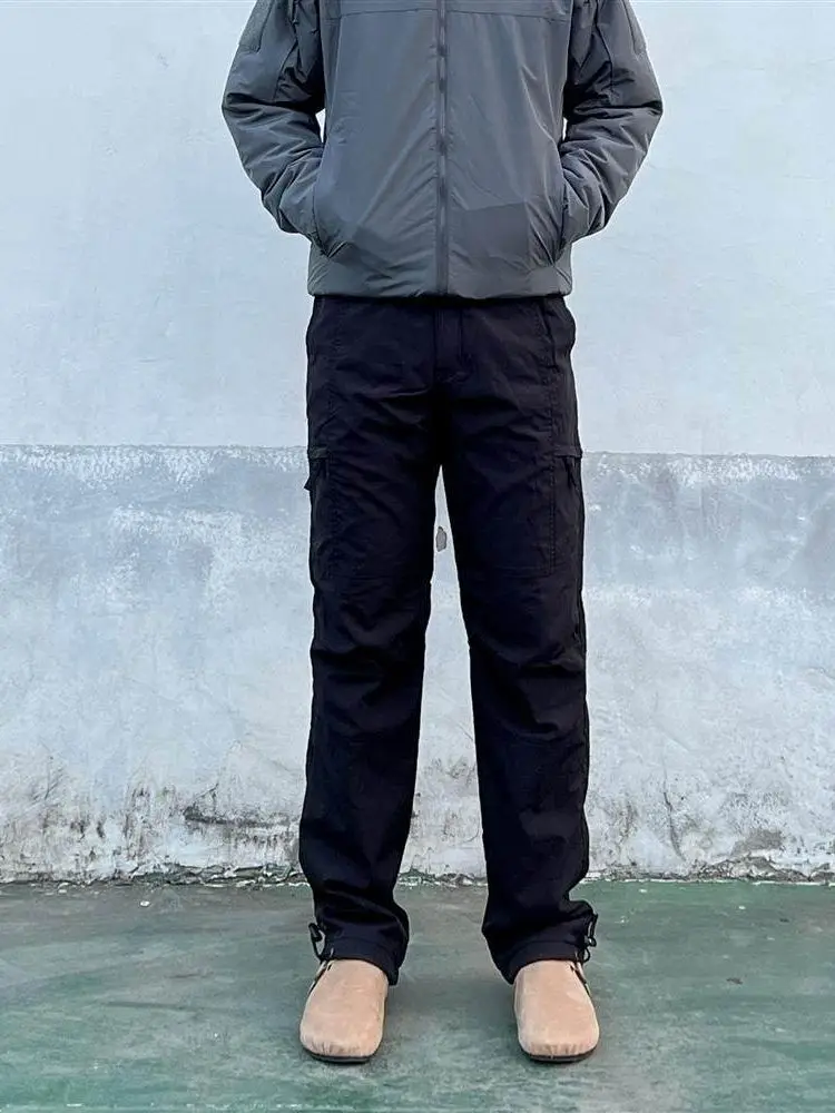 

Мужские повседневные брюки карго весна 2026 с боковой молнией, дышащие, из полиэфирного волокна, прямые, рабочие, уличные