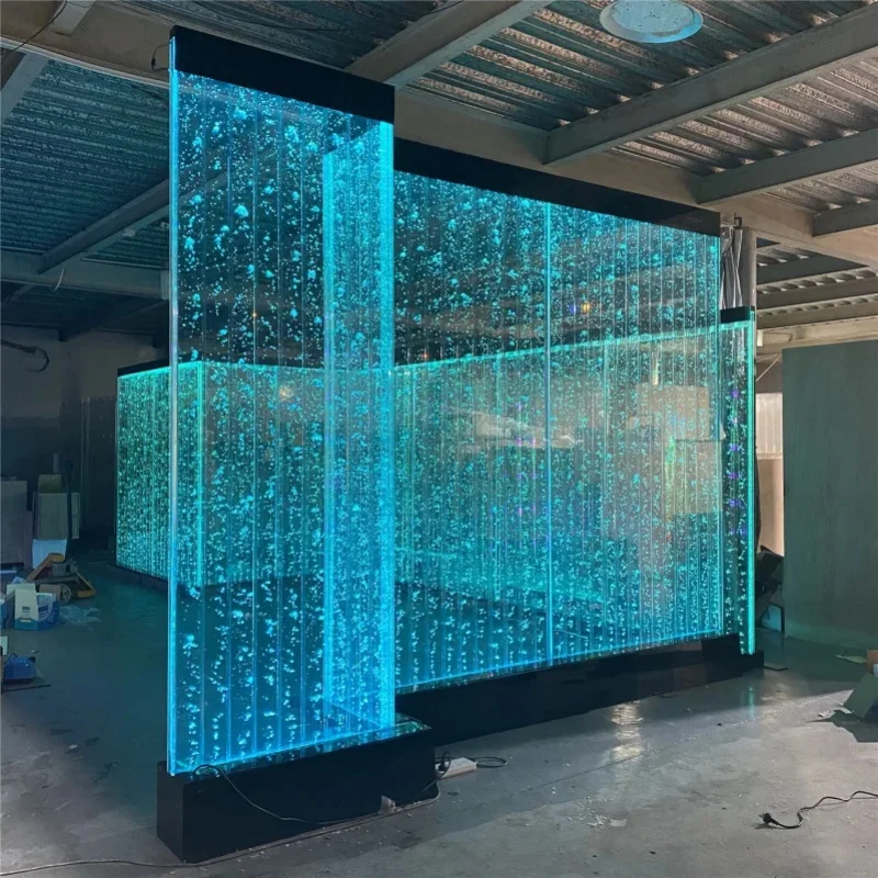 custom.Customized Movable Modern Acrylic LED Bubble Panel Wall Feature Fountain with RGB LED Lights Waterproof Home Decor