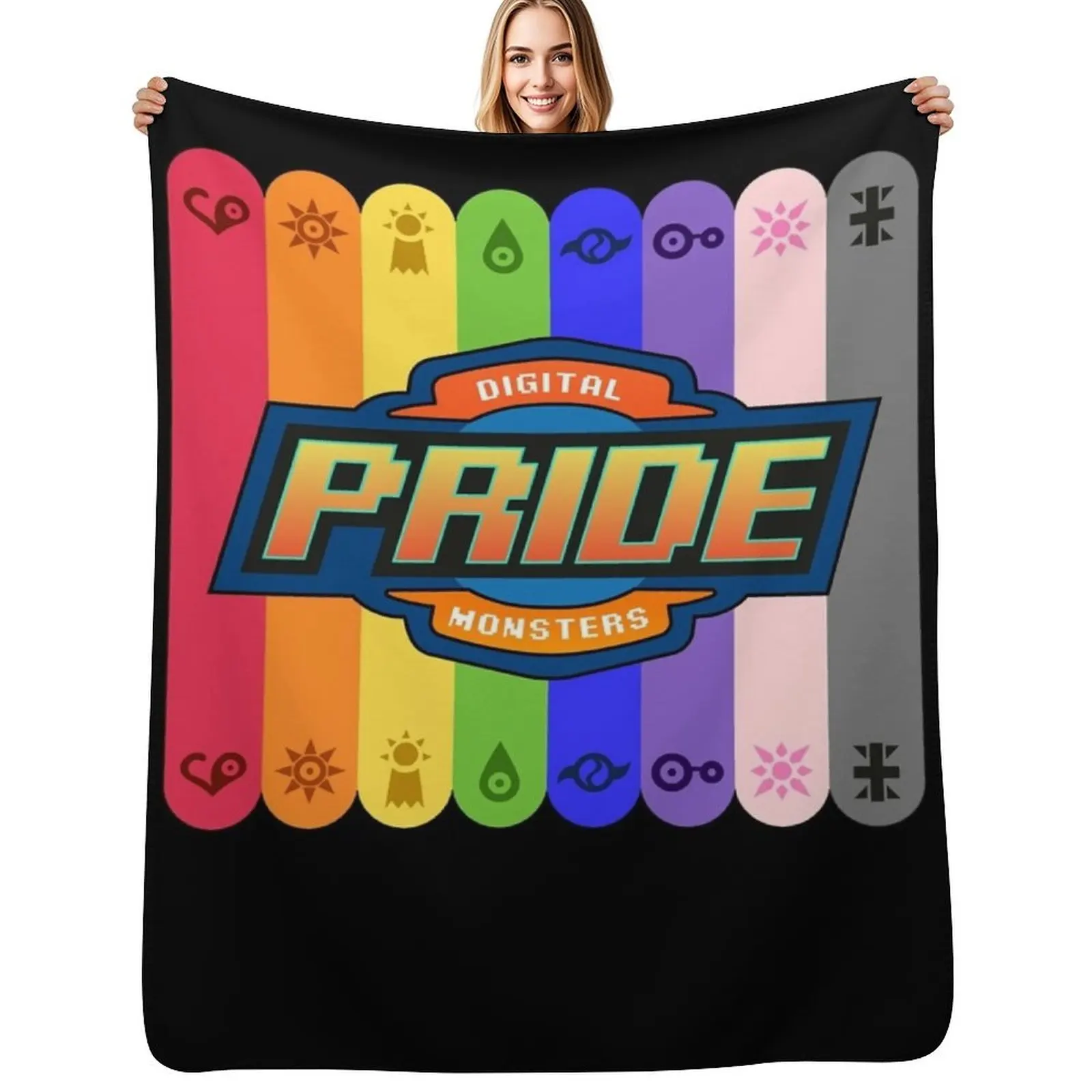 Digimon Pride Throw Blanket Warm Accent Blanket for Living Room Decoration