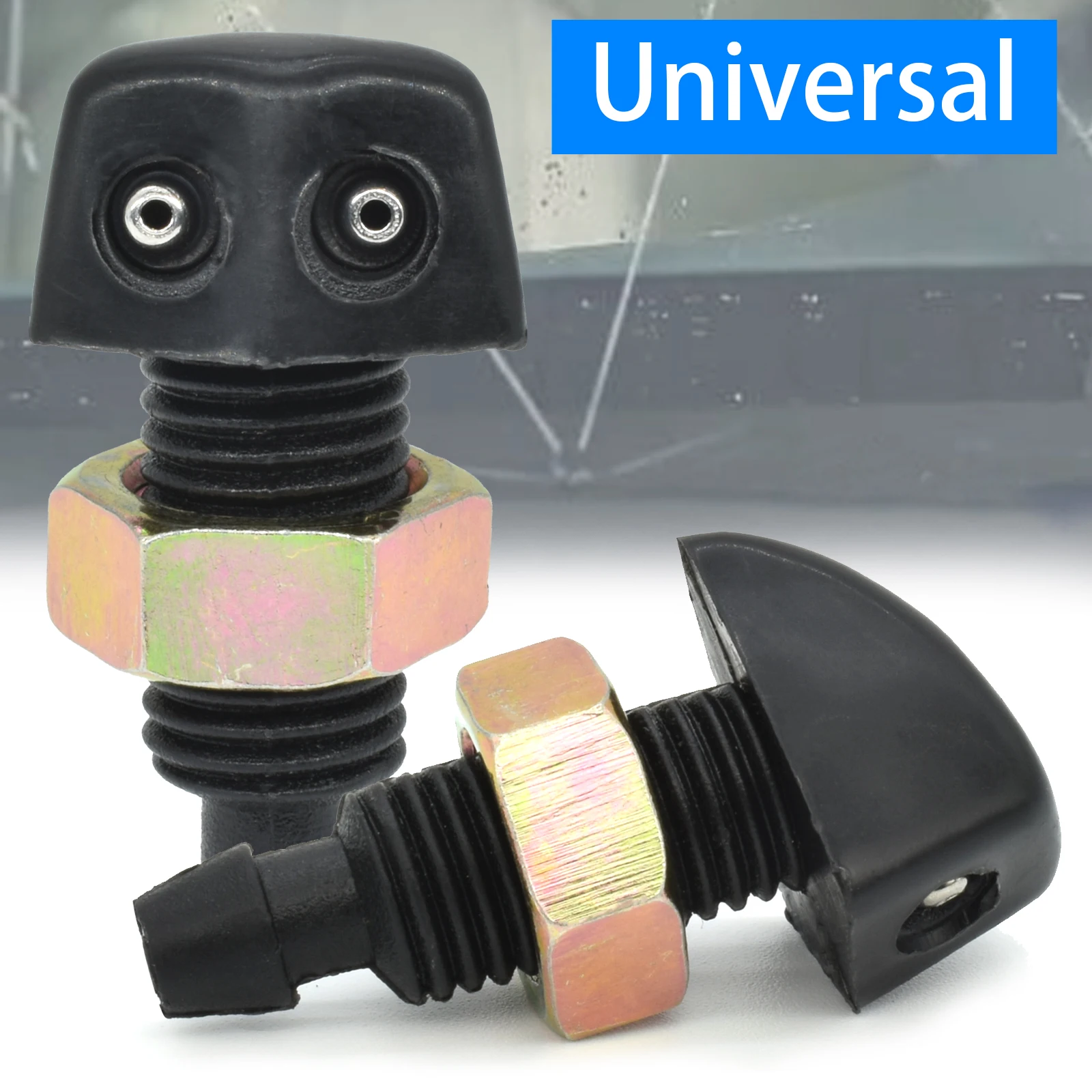 2PCS Universal Front Windshield Washer Wiper Nozzle Jet For Toyota Mazda Hyundai Sprayer Sprinkler Water Spout Outlet Adjustment