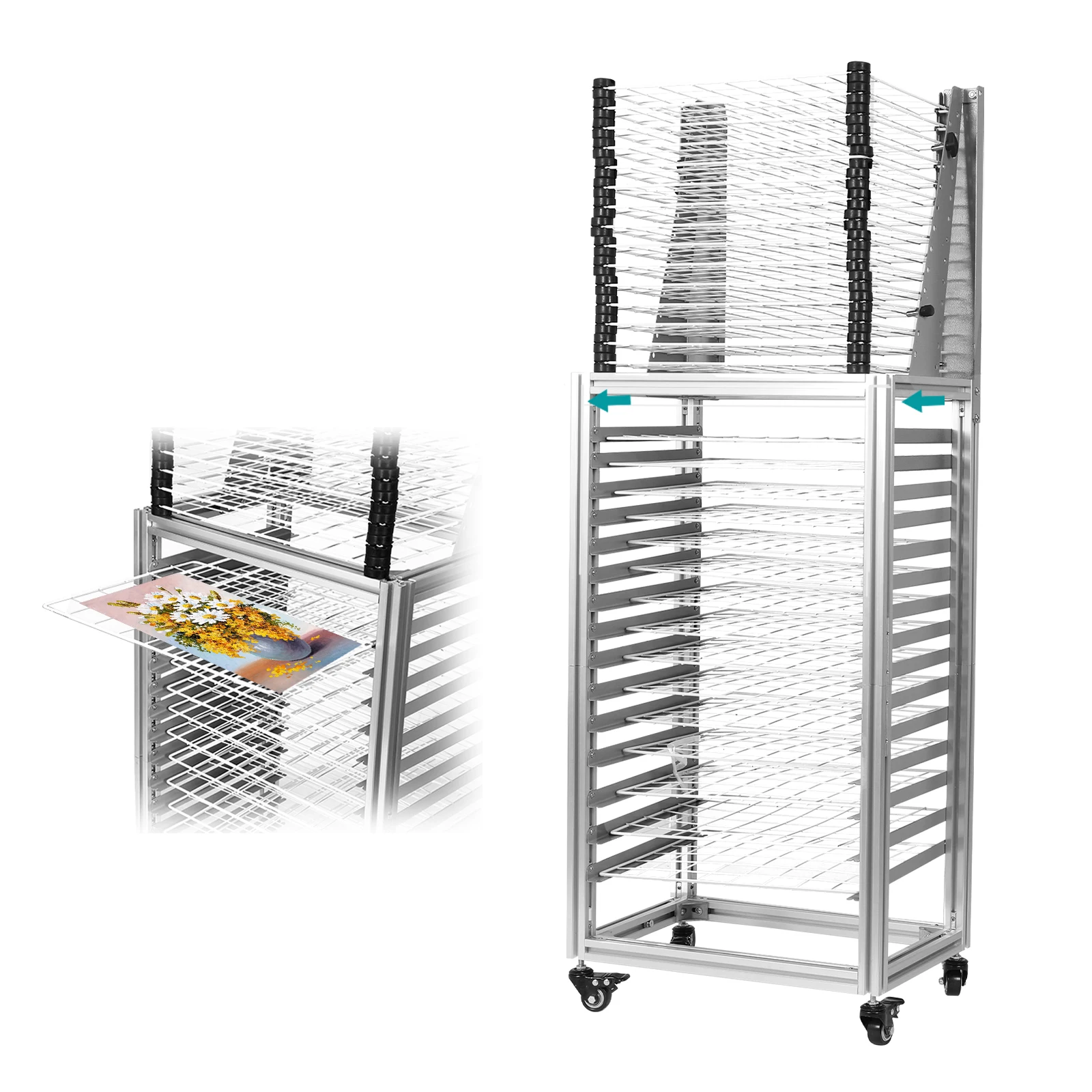 

30-Layer Art Drying Rack Floor-Standing Dual-Purpose Drying Rack Large Capacity Multi-Function Storage Rack for Tool/Food/Easel