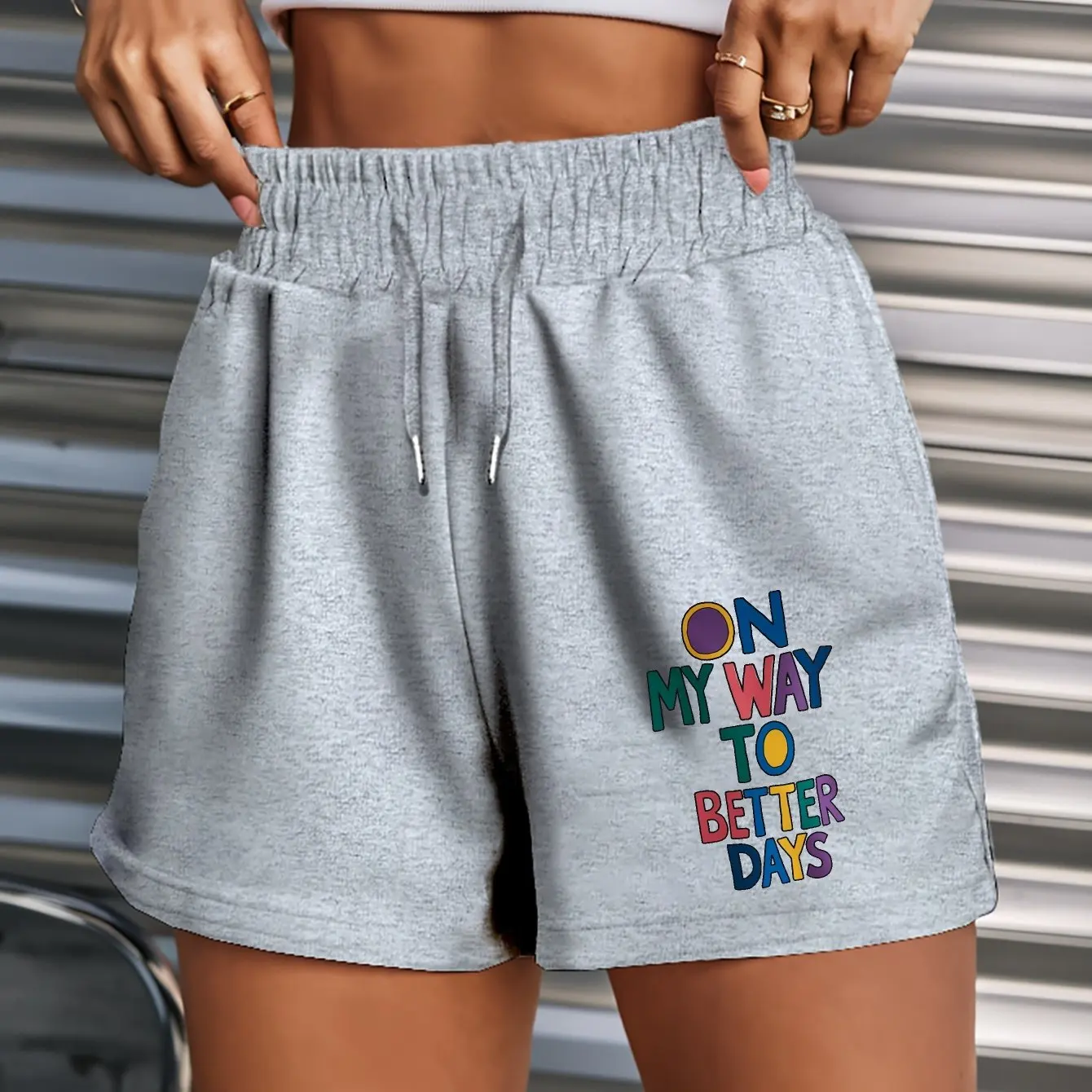 

Ladies' Casual Summer Shorts Heading Towards A Better Day, Lightweight Beach Sports Outdoor Mid Length Versatile Shorts