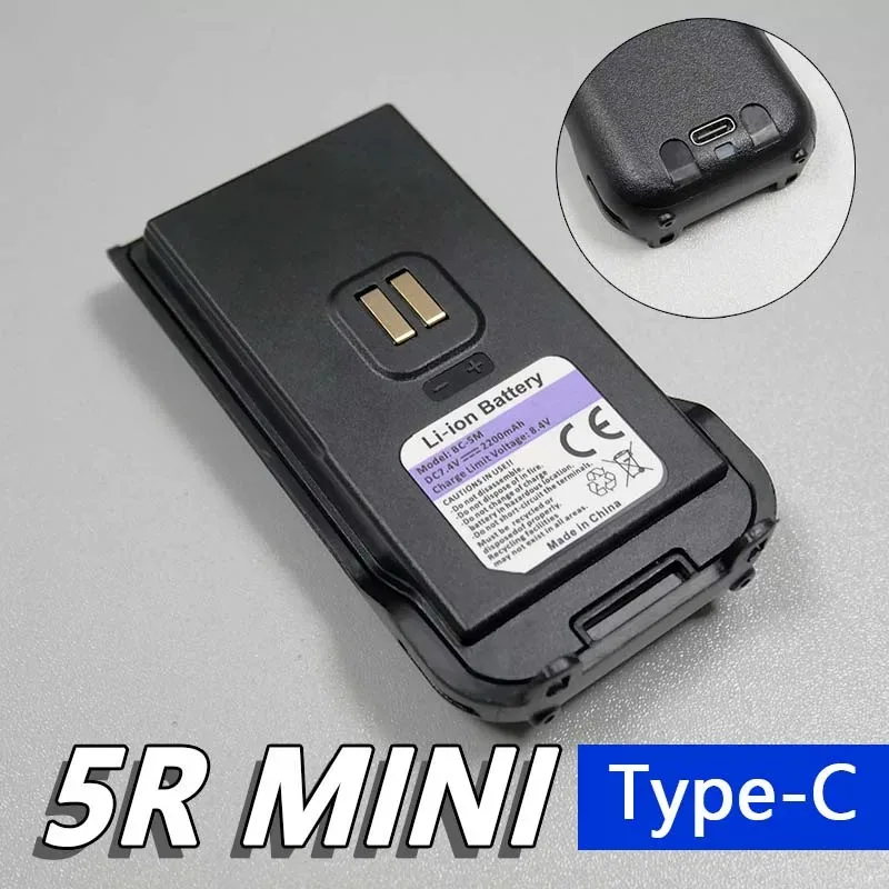 BC-5M 7.4V 2200mAh/3800mAh Type-C Rechargeable Li-ion Battery for Baofeng UV-5R Mini Two Way Radio Walkie Talkie Battery