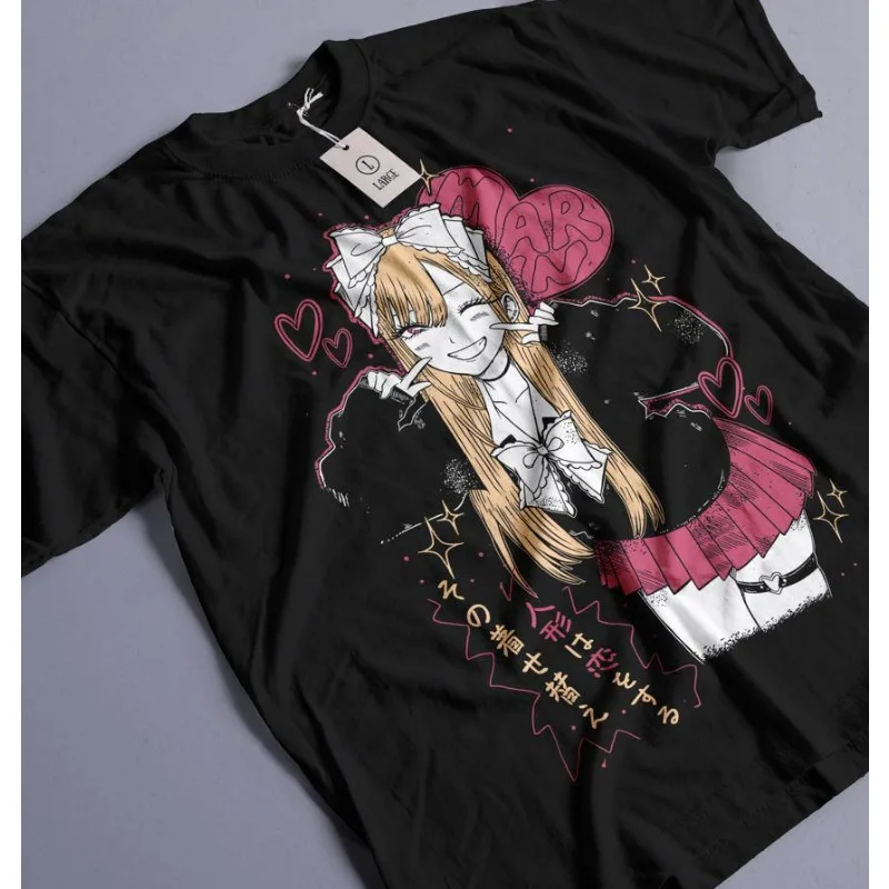 My Dress-Up Darling Kitagawa Marin Anime Graphic T-shirt Vintage Washed Manga Merch Harajuku Unisex Oversized Sleeve Tee Tops