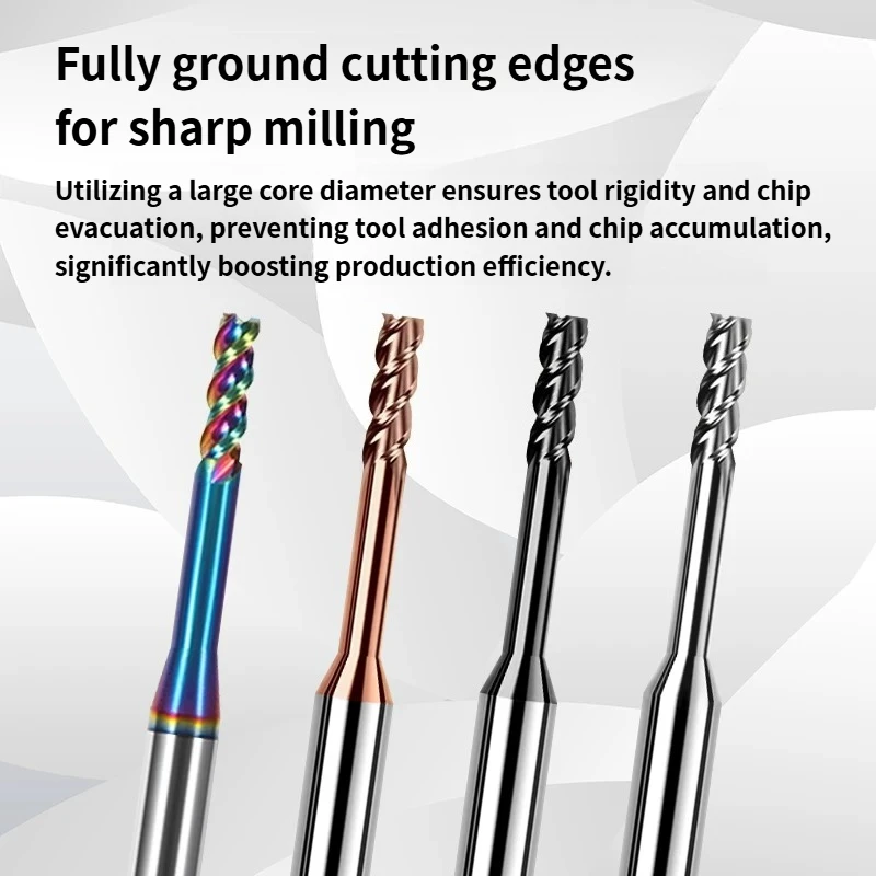 Deep Groove Long Neck 2/3Flutes/4Flutes Flat End Milling Cutter End Mills Made of Hard Alloy for Steel / aluminum D0.3mm-D3.0mm