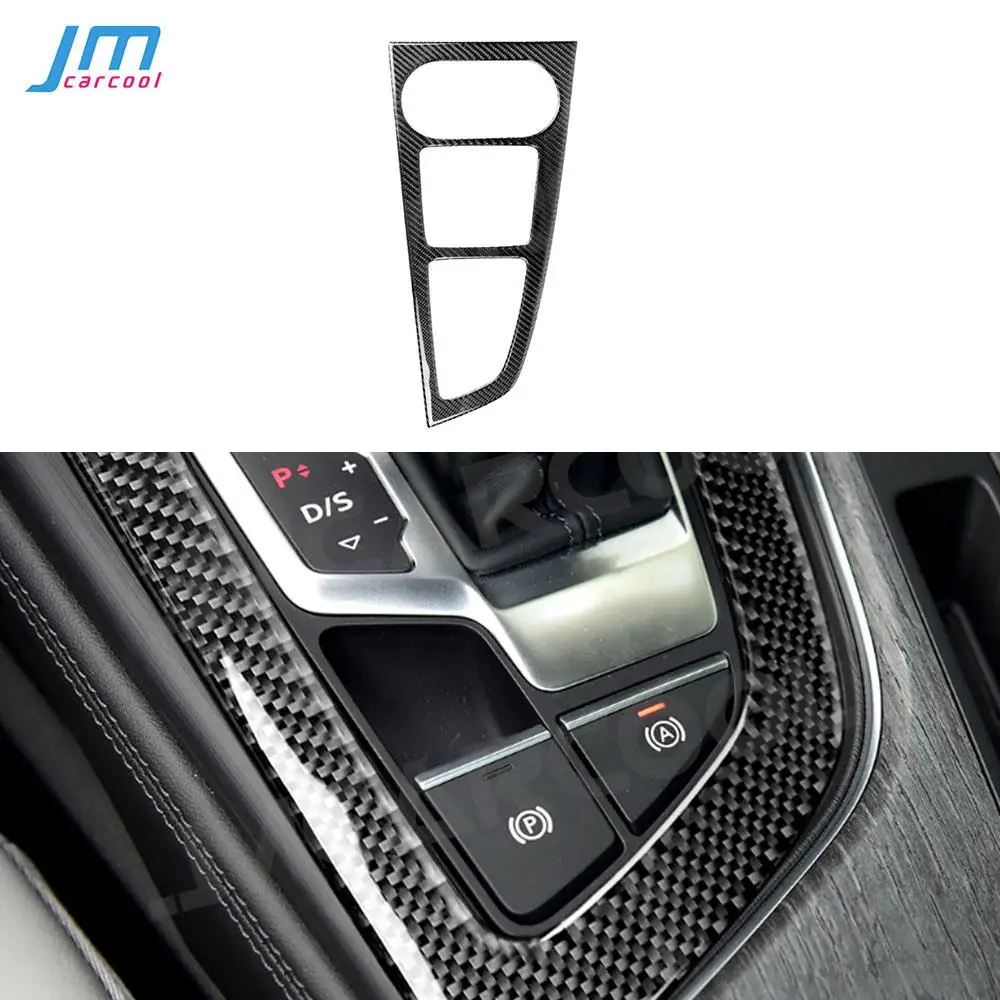 For Audi A4 B9 A5 2017 2018 2019 Carbon Fiber Car Gear Shift Panel Trim Frame Cover Moulding Sticker