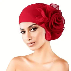 Nuove donne grande fiore di pizzo Bandana africana avvolgere la testa berretto elastico per la perdita dei capelli turbante festa di nozze copricapo Mujer accessori per capelli