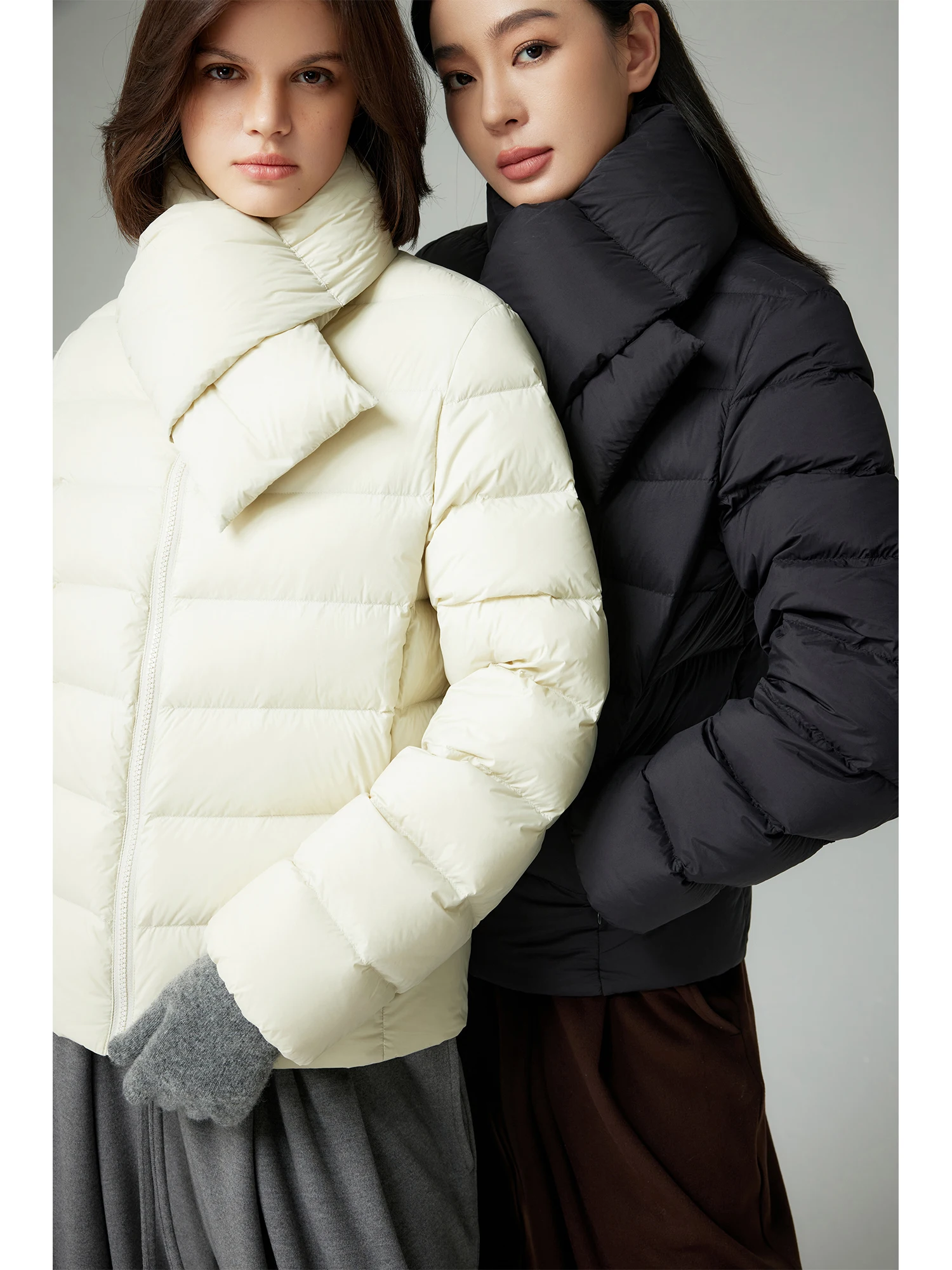 

ZhouMiao 90 down Jaet Women's Warm Fce Lined Quilted Vest Silent Mist Surface Simple Elegance Commute Sle