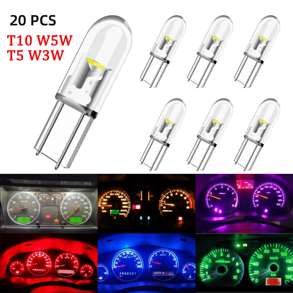 10/20/100pcs T5 T4.2 T3 Led W3W w1.2w W5W Car Interior Light Dashboard Warming Indicator Auto Instrument Light Wedge Gauge Bulb