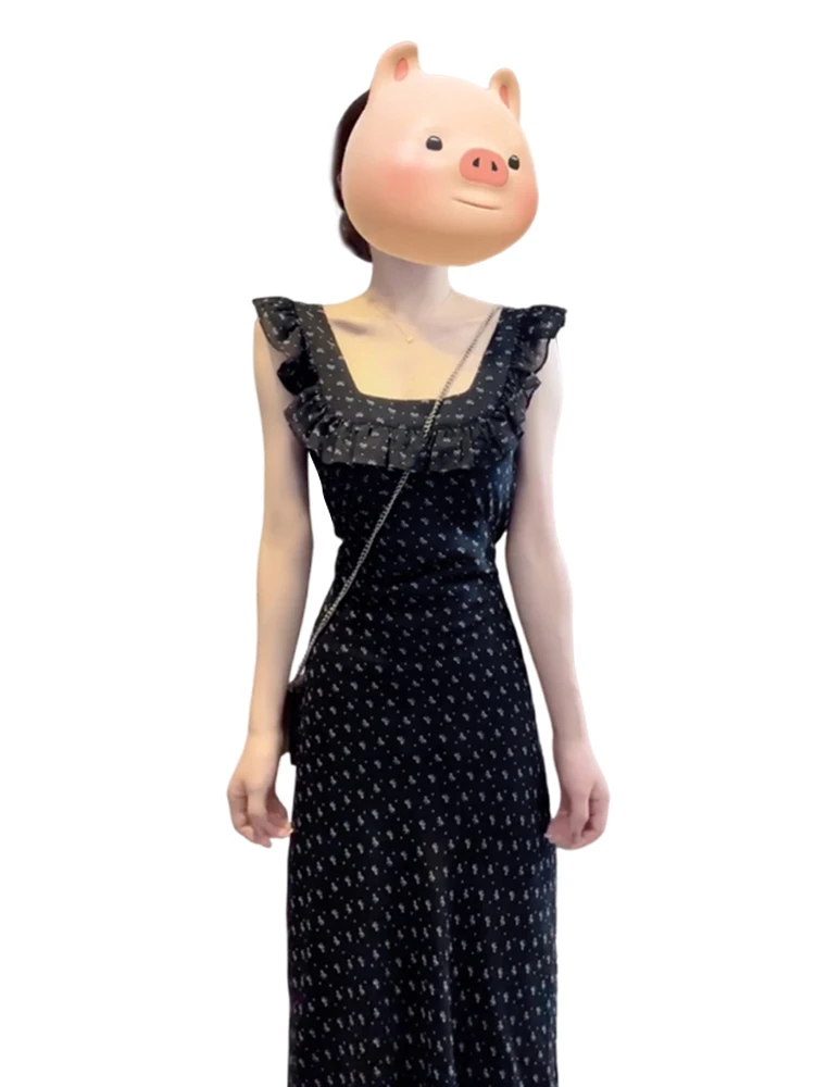 Bla الأزهار طباعة ماكسي Dr المرأة الصيف 2025 شاطئ Vaion الخصر مقصوص حزام طويل Dr الكورية Sle عالية الخصر بولي...