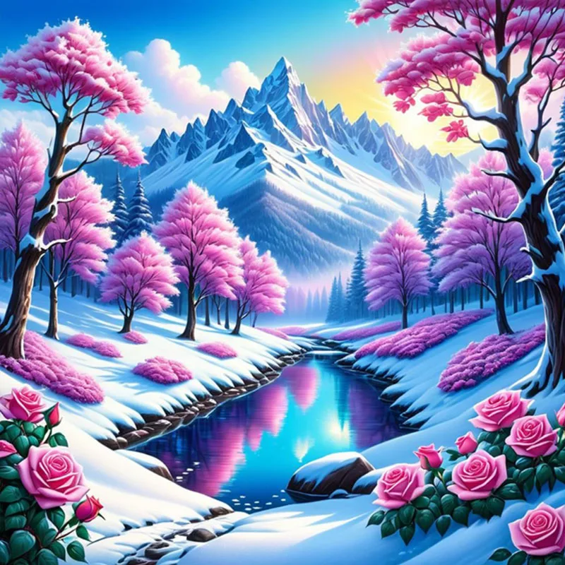 Einteiliges Snow Mountain Diamant-Malset, DIY-Diamant-Heimdekorations-Malset für Erwachsene, rahmenloses Kunsthandwerk für Erwachsene