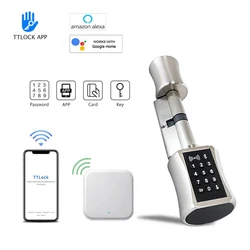 Smart Lock TTlock Bluetooth Cylinder Lock WIFI Security Wireless Electronic Digital APP Keypad Code Keyless Lock