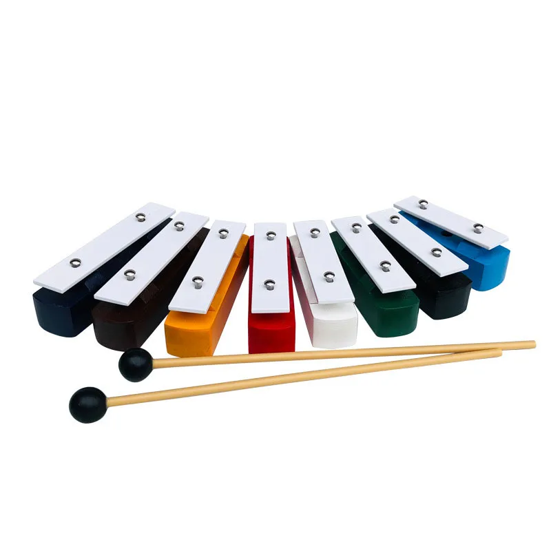 Xylophone 8-Tone Aluminum Plate and Wood Sound Brick for Children's Orff Instrument with Striking Hammer