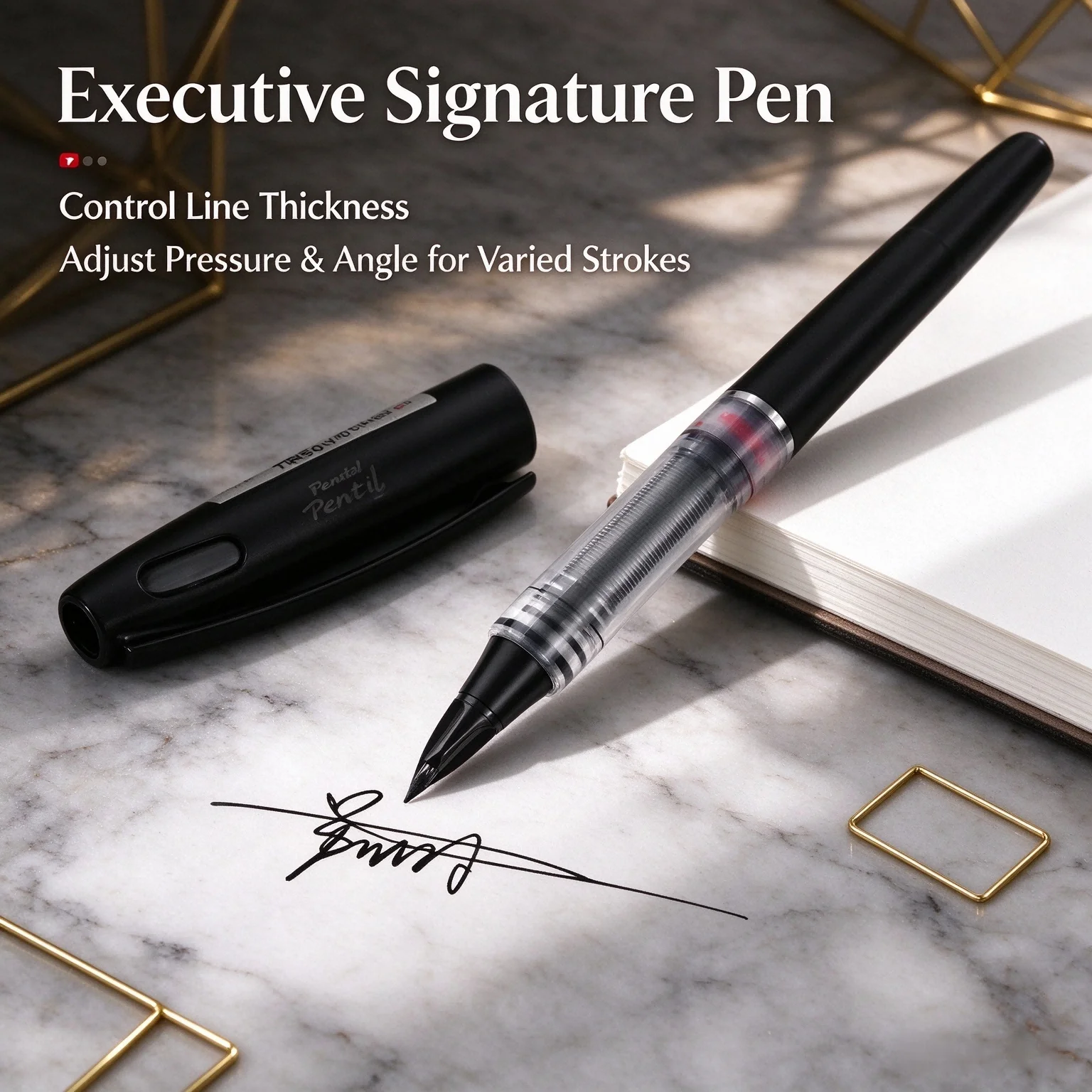 Japan Pentel TRJ50 Tradio Fountain Pen Effect Fiber Pen,0.4-0.7mm Line Width Adjustable Tip, Students Signature Calligraphy Pens