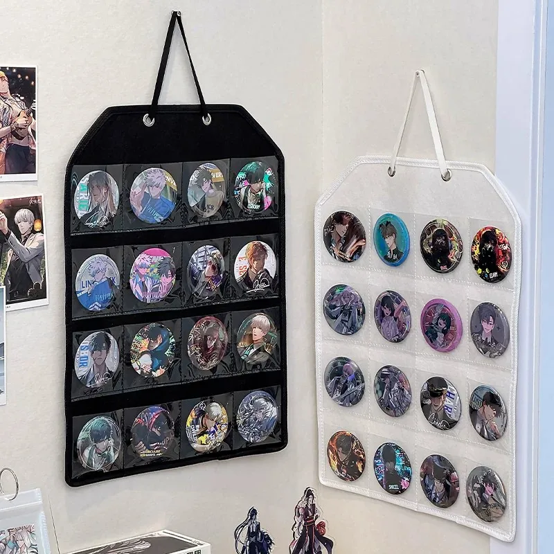 Wall-mounted badge display rack, wall hanging anime merchandise organizer, grain storage hanging bag, pin badge protective case