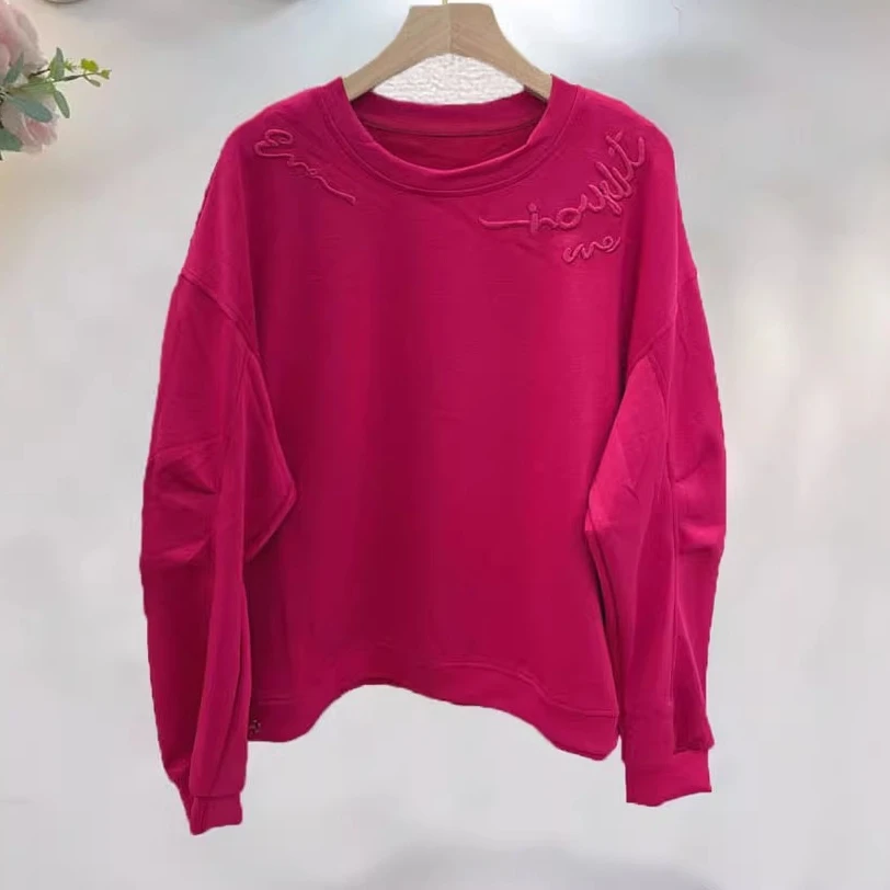 

Женская толстовка с нестандартной вышивкой, свободный крой, повседневный топ с круглым вырезом и длинными рукавами