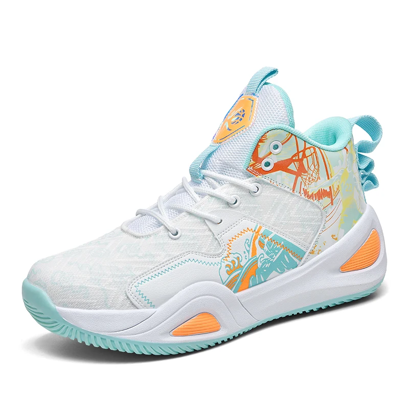 New Style Couples Basketball Shoes Breathable Basketball Sneakers Non Slip Basketball Training Shoes High Top Outdoor Sneakers
