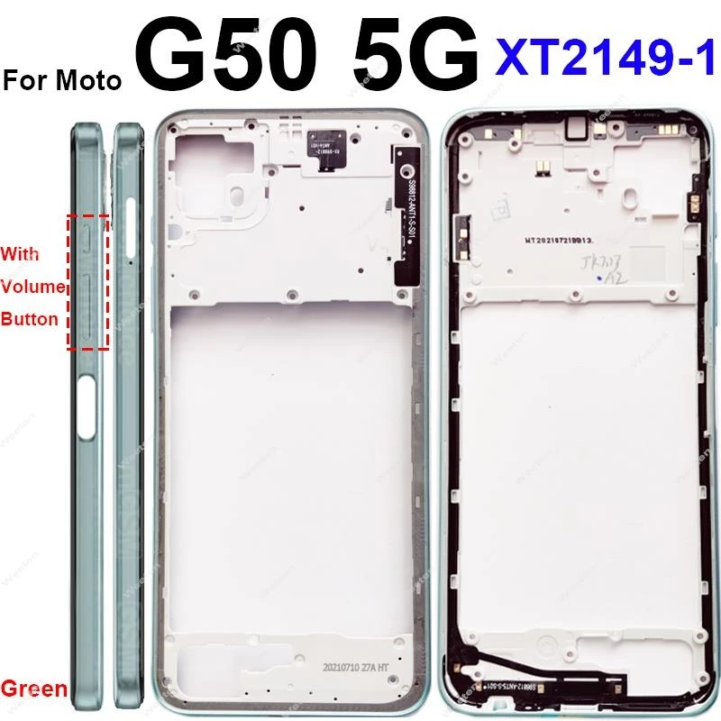 For Motorola MOTO G50 XT2137 G50 5G XT2149 Middle Housing Frame Cover Bezel Panel Flex Cable Parts