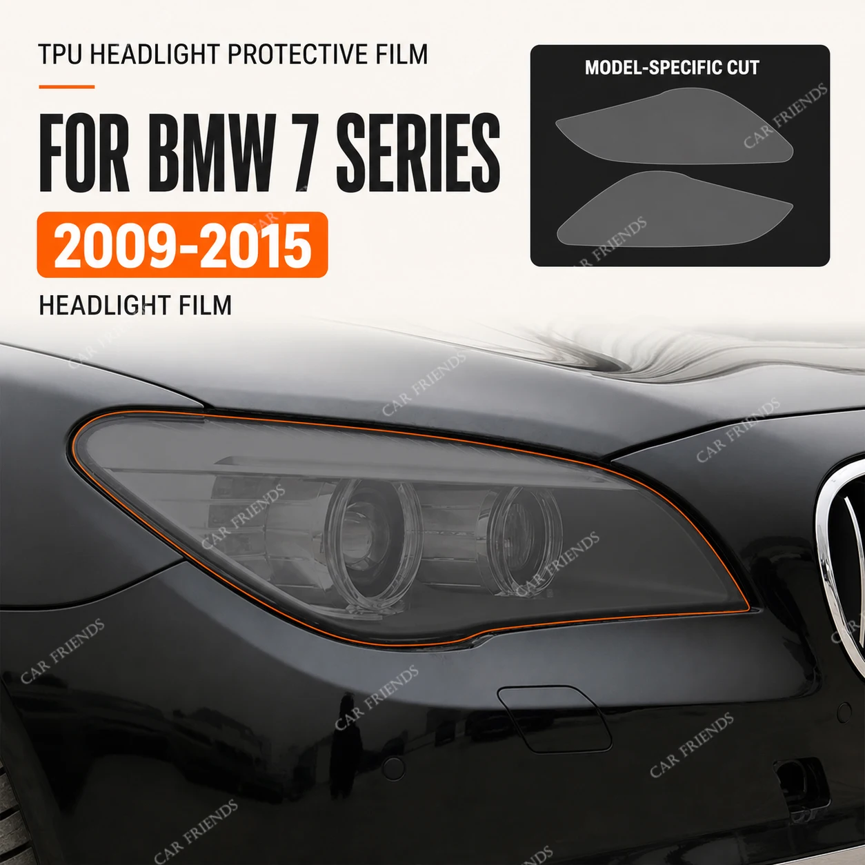 2 Pcs Custom Fit TPU Headlight Protective Film for BMW 7 Series F01 F02 F03 F04 G11 G12 2009-2020 Clear