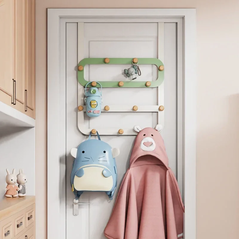 Back door schoolbag hook No punching hanger Extended Children's room Back clothes