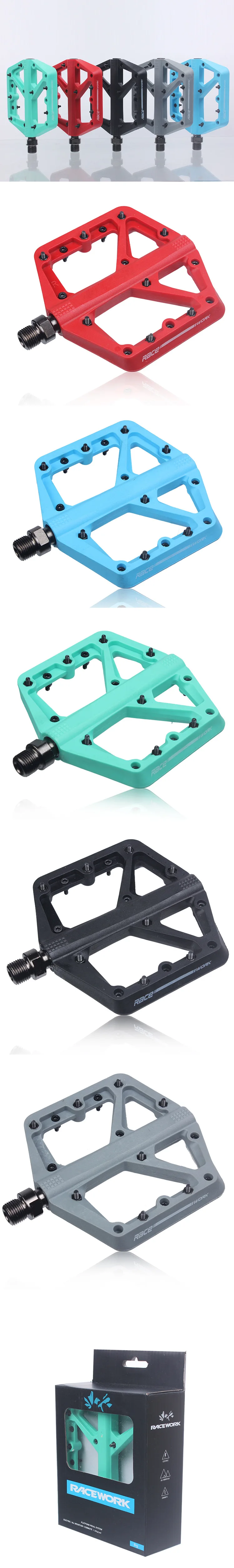 RACEWORK Fahrradpedale aus Nylon, ultraleicht, mit abgedichtetem Lager, rutschfeste Spikes, Fahrradpedale, Fahrradzubehör – Detail 1