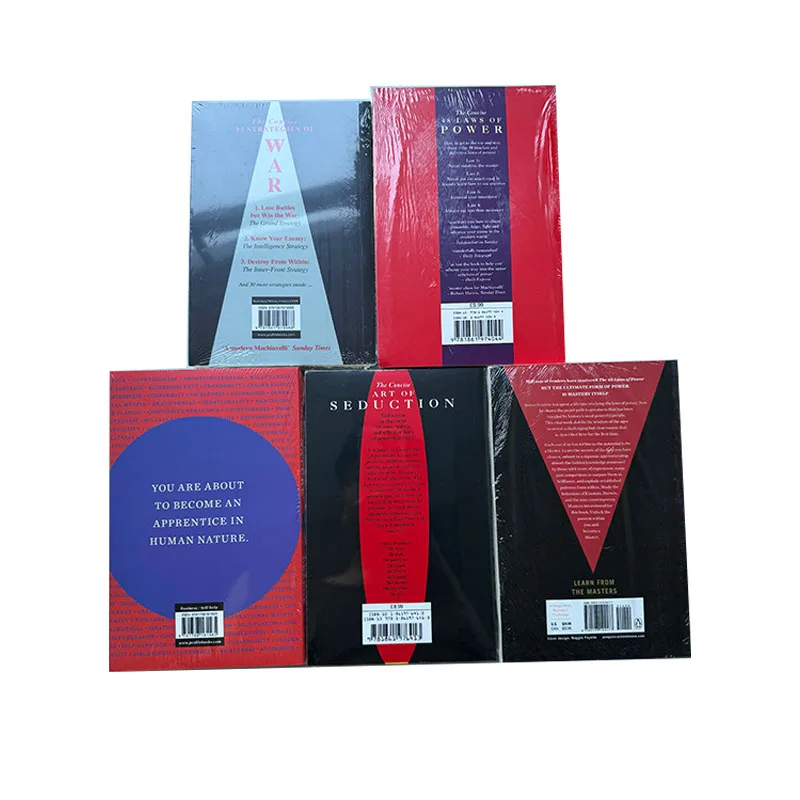 5 Books/set By Robert Greene The Concise 48 Laws Of Power; The Concise Laws of Human Nature; The Art of Seduction & Mastery: War