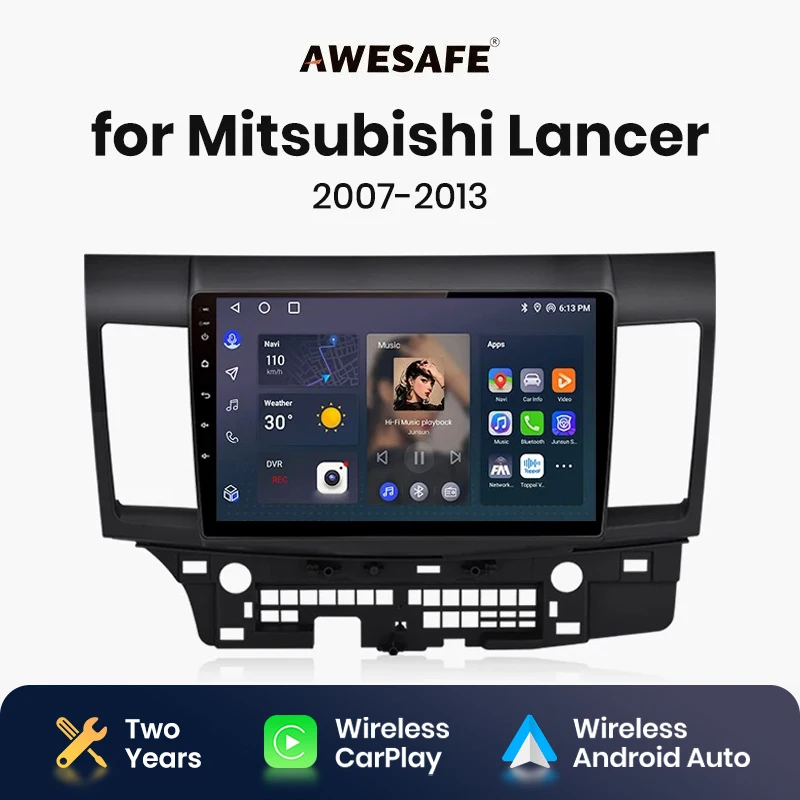 AWESAFE Car Radio for Mitsubishi Lancer 2007 2008 2009-2013 Wireless CarPlay Android Auto car intelligent systems RDS DSP 2 din