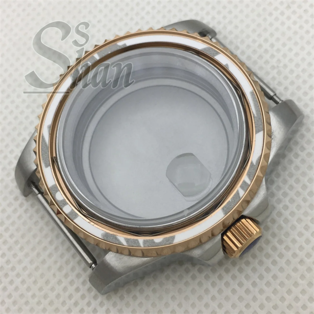 40mm Stainless Steel Watch Case Sapphire Glass Bidirectional Rotating Bezel Compatible with Rhonda 515 NH34 35 PT5000 Movements