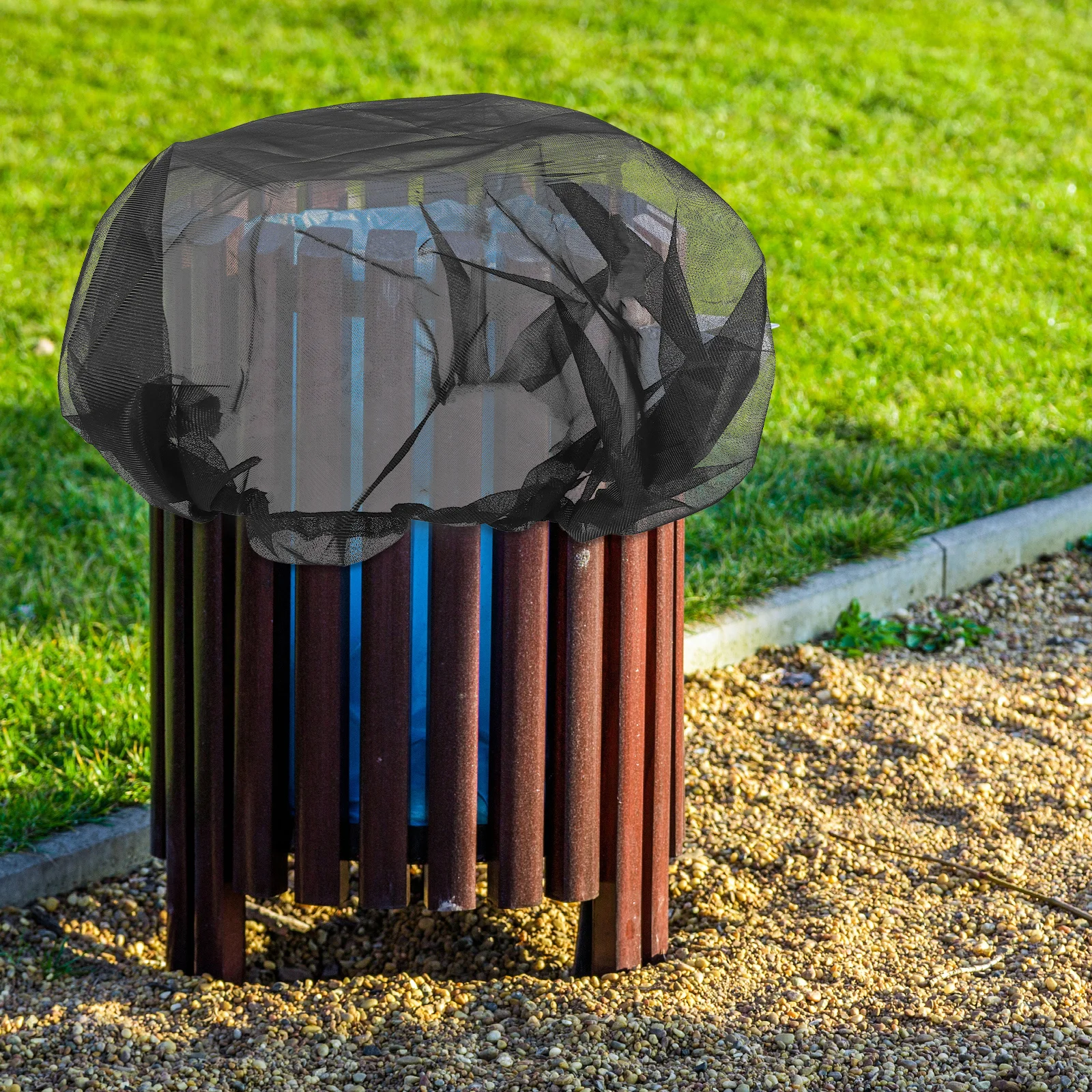 

2Pcs Drawstring Mesh Cover for Rain Barrel 95Cm Outdoor Water Collection Netting Screen Debris Leaf Prevention Rainwater Storage