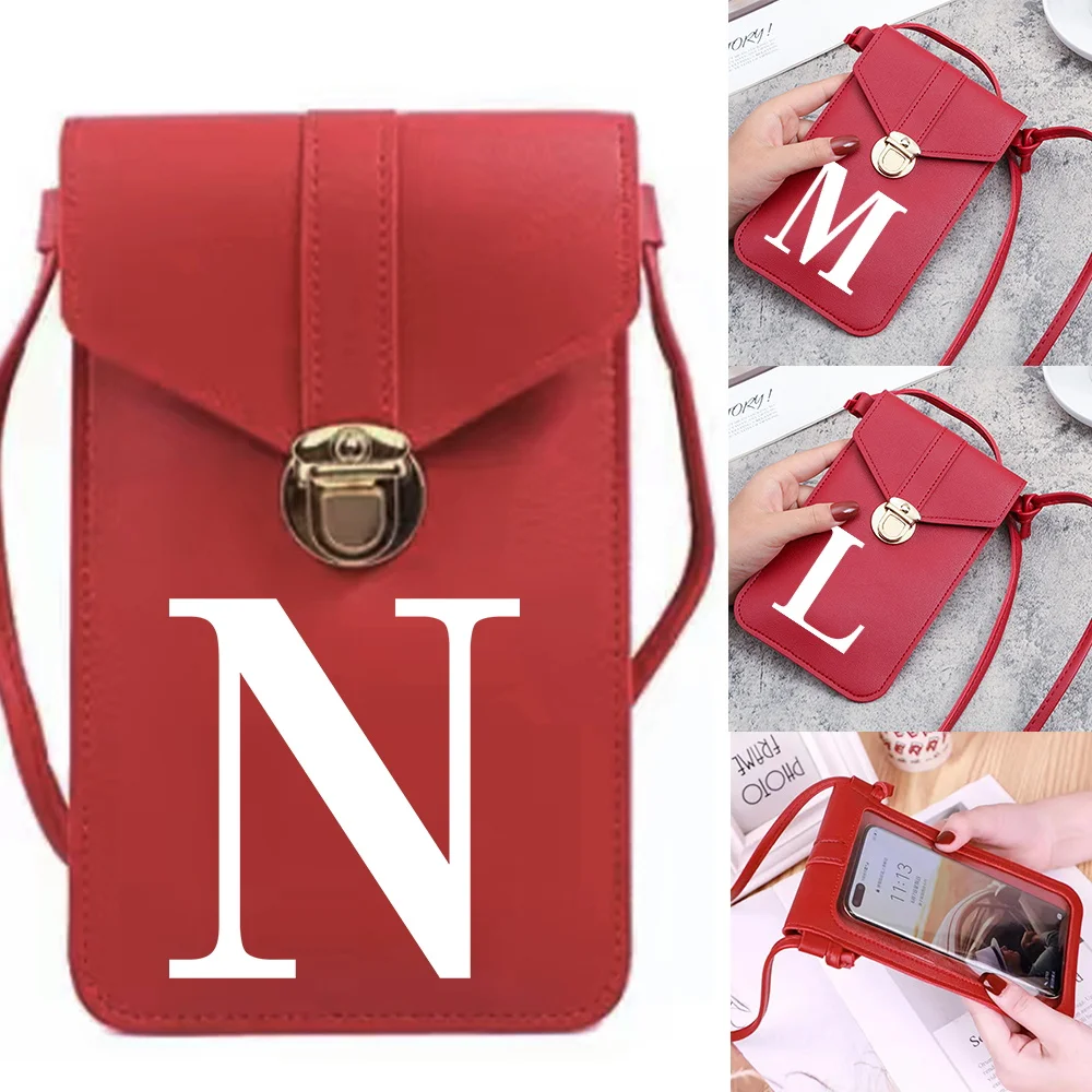 

Mobile Phone Bag New Women Leisure Soft Leather Fashion White Printing Series One Shoulder Crossbody Mini Messenger Bags
